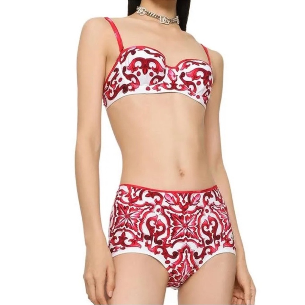 Dolce & Gabbana Red and White Bikini Set